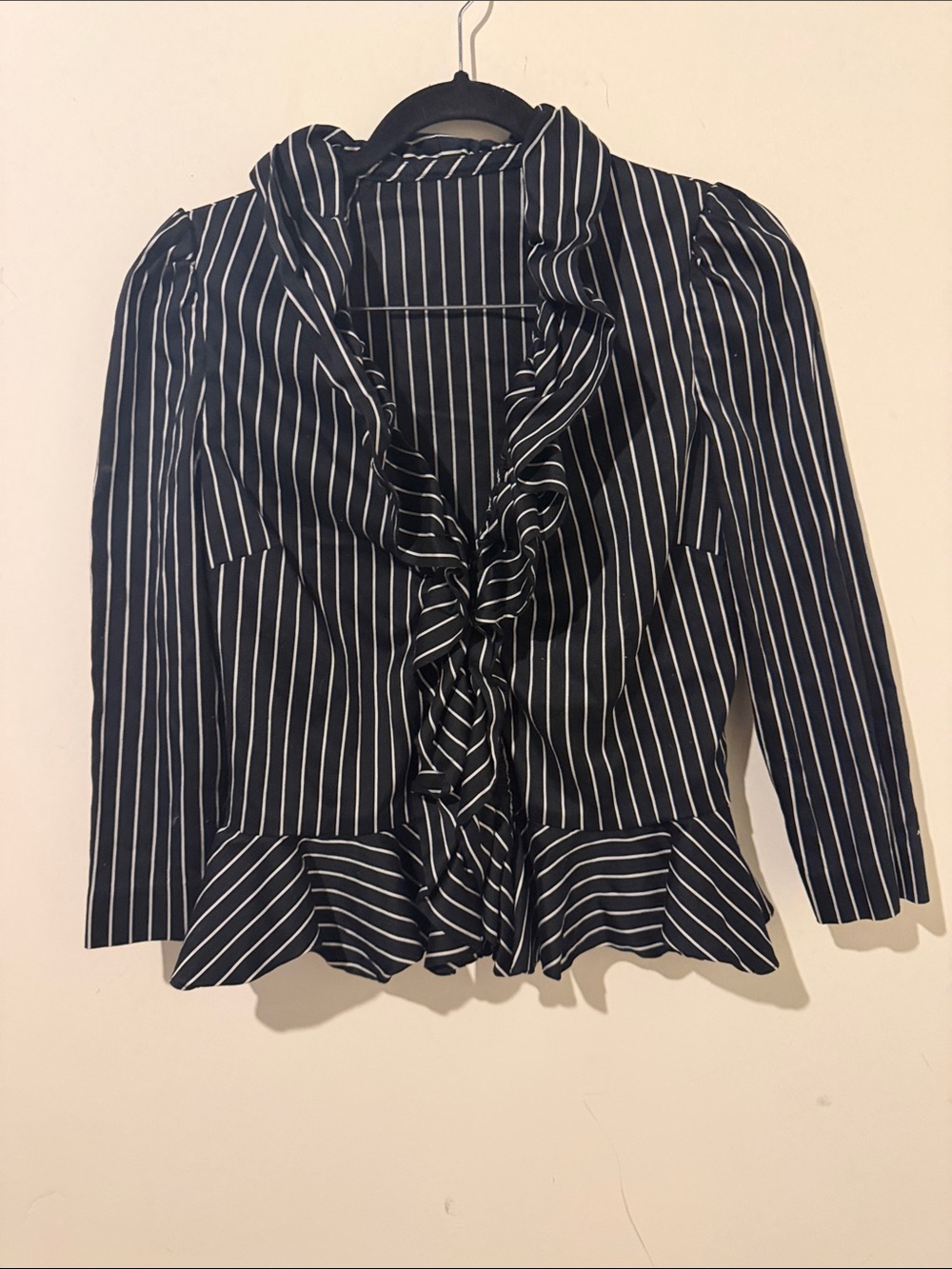 Ralph Lauren Striped Ruffle-Front Women's Blouse Size 10